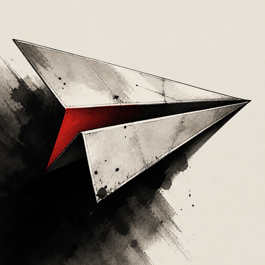 a paper plane, clean minimal composition on a plain background, no text