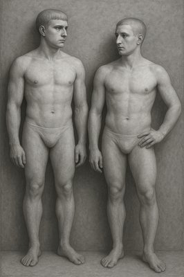 a couple of men standing next to each other