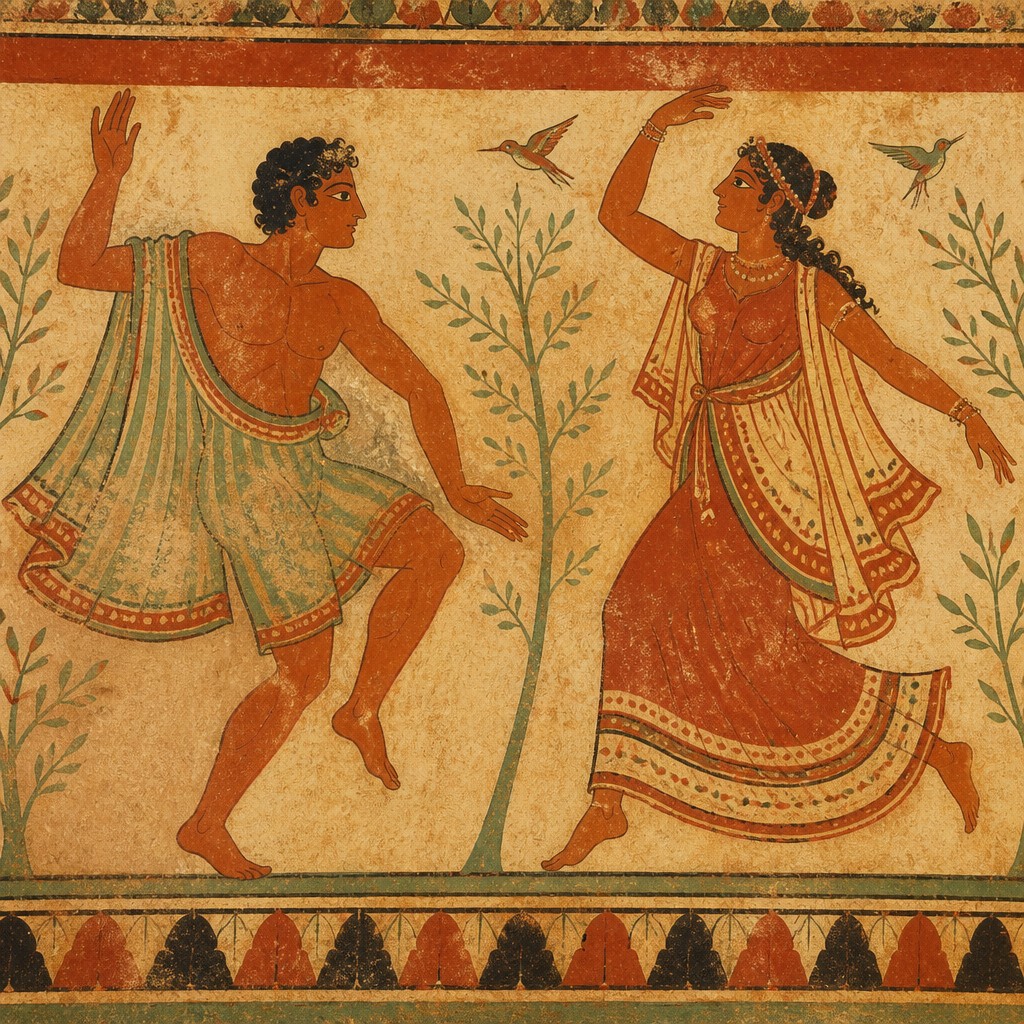 portrait of two people together — Etruscan Art Style