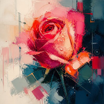 a single blooming rose with dew drops, close up