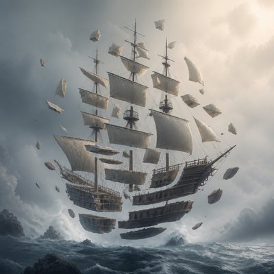 sailing ship on a stormy sea