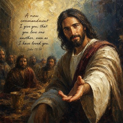 John 13:34 "A new commandment I give you, that you love one another, even as I have loved you."
