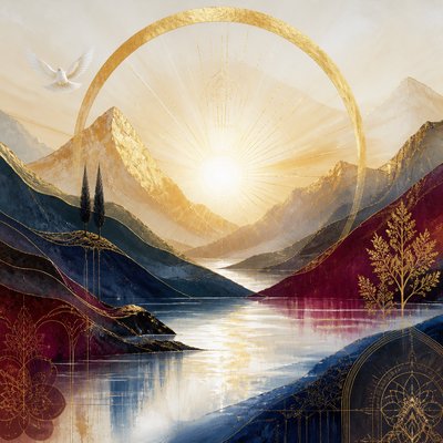 wide landscape with natural scenery — Contemporary Religious Art