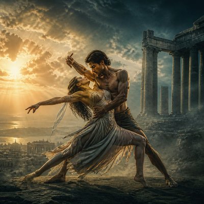 male and female dancers intertwine