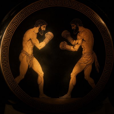 ancient greek boxers vase painting