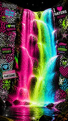towering waterfall cascading down a cliff