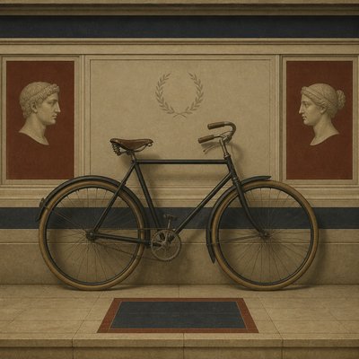 bicyle resting against a wall — Neoclassicism Art Style