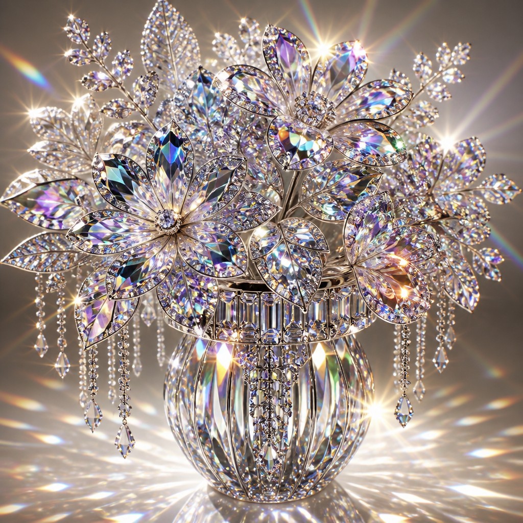 bouquet of flowers in a glass vase — Crystal Jewelry Style
