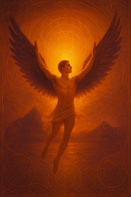a painting of a man with angel wings