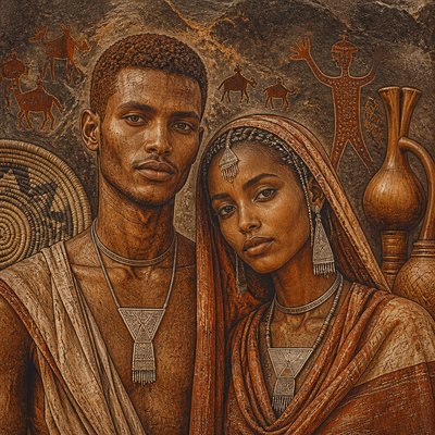 portrait of two people together — Djiboutian Art Style