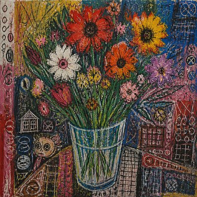 bouquet of flowers in a glass vase