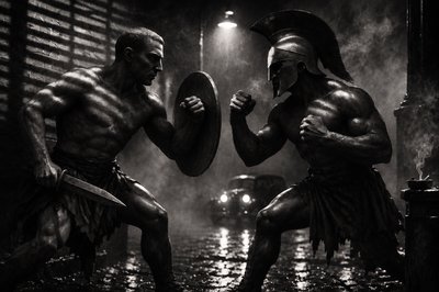 a couple of men standing next to each other