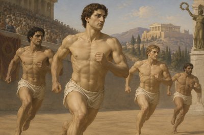 Polyclitus runs with other athletes in competition