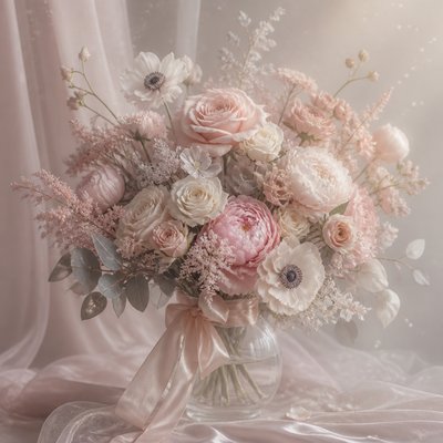 bouquet of flowers in a glass vase