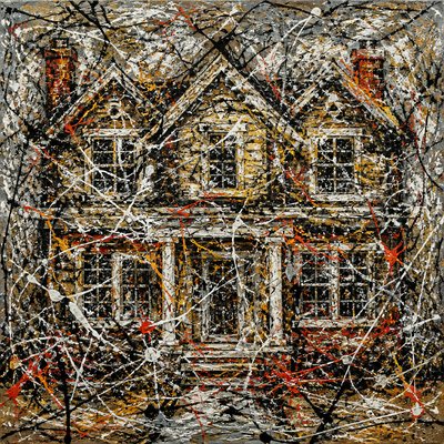 house with front view — Action Painting Art Style
