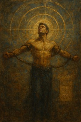 a painting of a man with his hands on his hips