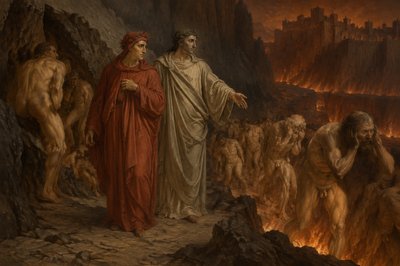 walking figures in hell from Divine Comedy by Dante 