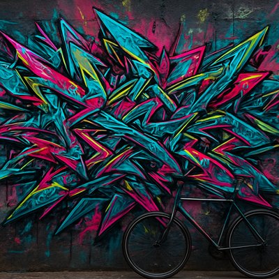 bicyle resting against a wall