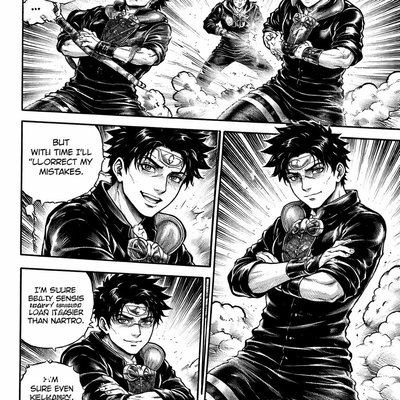 Nayoma washed his bowl and sat down in a meditative state. I’ll meditate first, then practice Bushin no Jutsu, then Body Flicker, then wall walking. After that, I’ll take a cold shower and sleep.  

He opened his eyes, jumped out of meditation, and formed the hand signs for Clone Jutsu. A puff of smoke appeared, and a clone popped up right in front of him. It wasn’t perfect — its earlobes were stretched oddly — but it was still a success.  

Well, not so perfect… but with time I’ll correct my mistakes. Hmn, I guess I really had it easier than Naruto. I’m sure even Kibe‑sensei couldn’t do this on his first try.  

The clone disappeared with a puff of smoke, leaving Nayoma standing there, satisfied but already thinking about the next step.