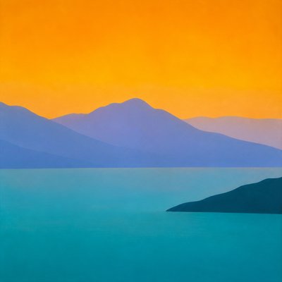 serene landscape with mountains and water