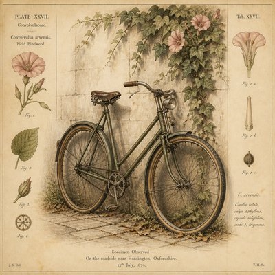 bicyle resting against a wall