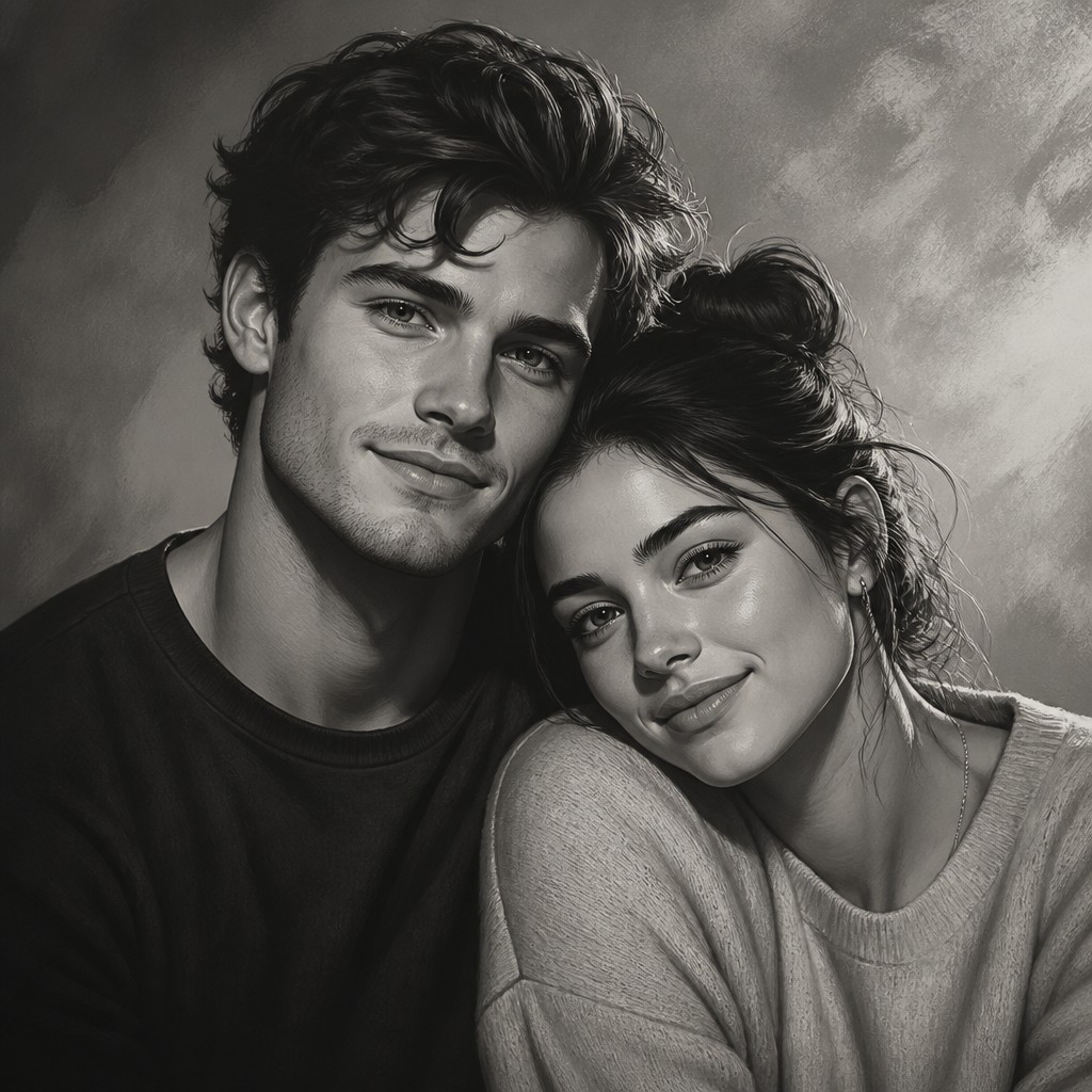 portrait of two people together — Tone Art Style