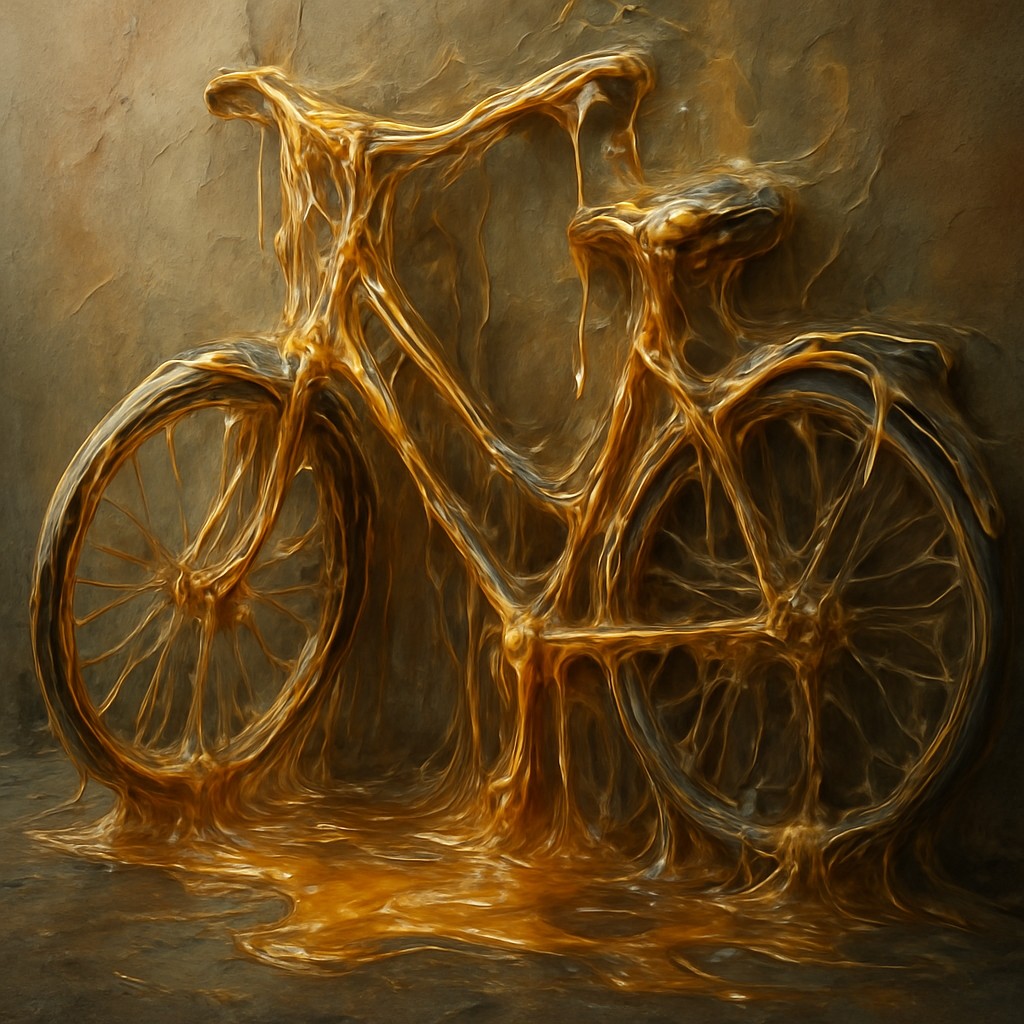 bicyle resting against a wall