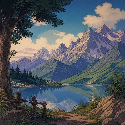 serene landscape with mountains and water