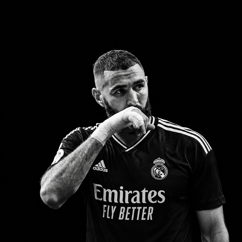 a black and white photo of a soccer player