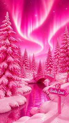 a snowy pine forest under the northern lights, no people