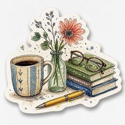 still life with everyday objects — Hand-Drawn Sticker Design