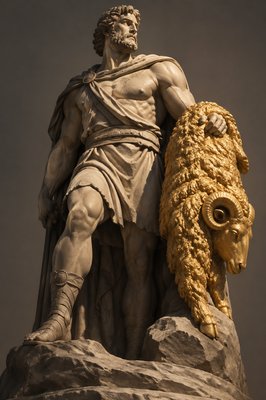 Jason standing with the golden fleece