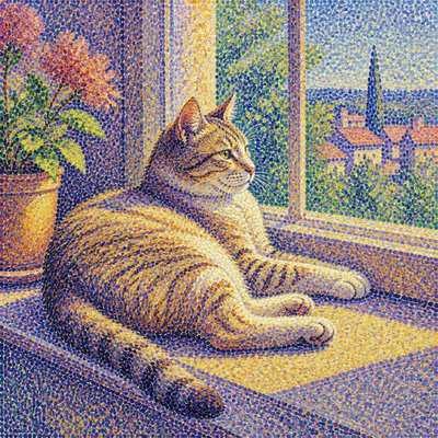 a cat lounging in a sunlit window