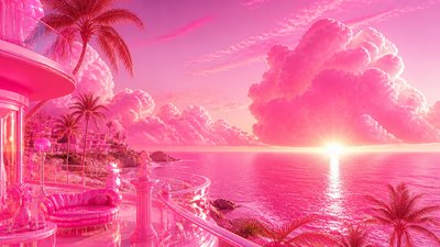 a panoramic ocean horizon with towering clouds at golden hour, no people