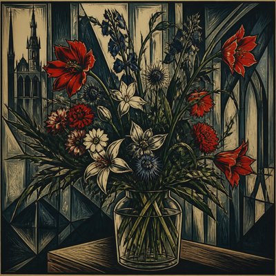 bouquet of flowers in a glass vase