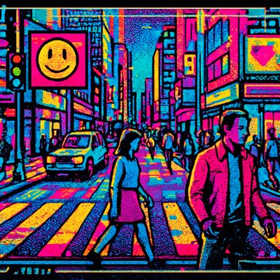 urban street with city activity