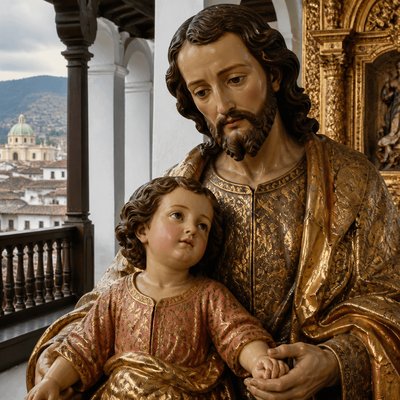 portrait of two people together — Ecuadorian Art Style