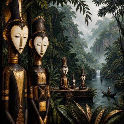 wide landscape with natural scenery — Gabonese Art Style