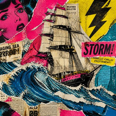sailing ship on a stormy sea