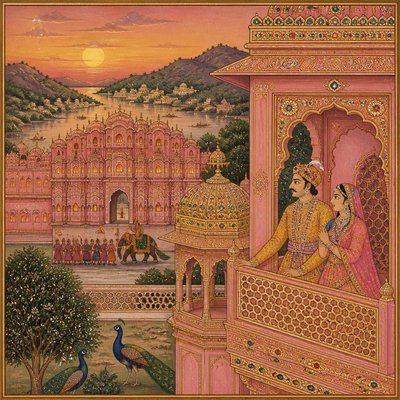 wide landscape with natural scenery — Jaipur Art Style