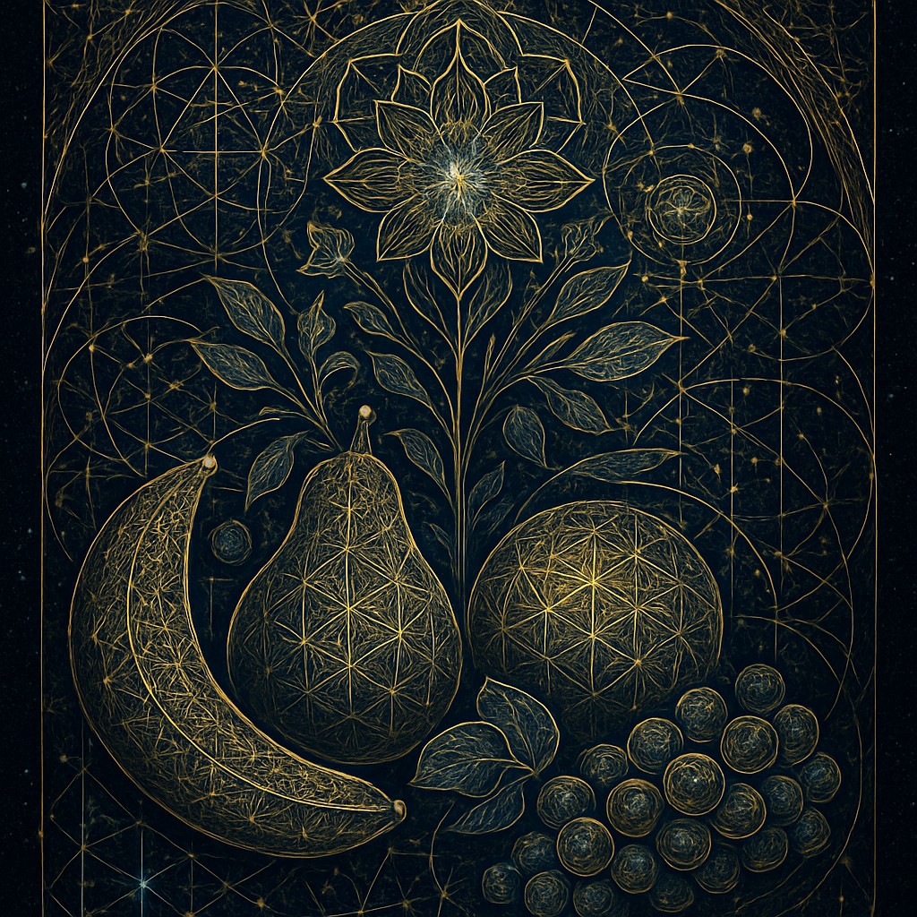 still life arrangement of fruits and flowers