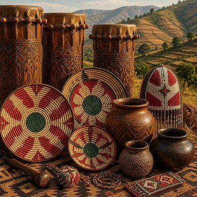 still life with everyday objects — Burundian Art Style