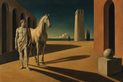 greek athlete next to a horse