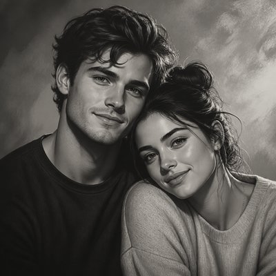 portrait of two people together — Tone Art Style