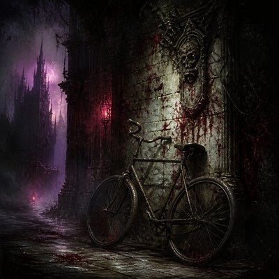 bicyle resting against a wall