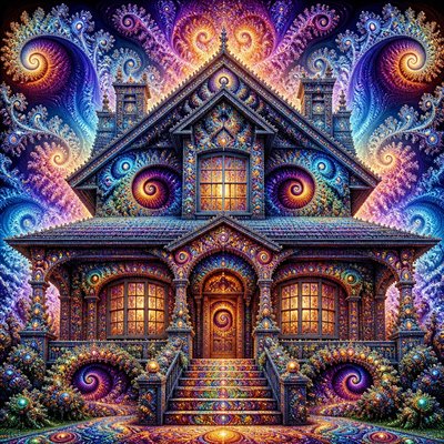 house with front view — Fractal Art Style