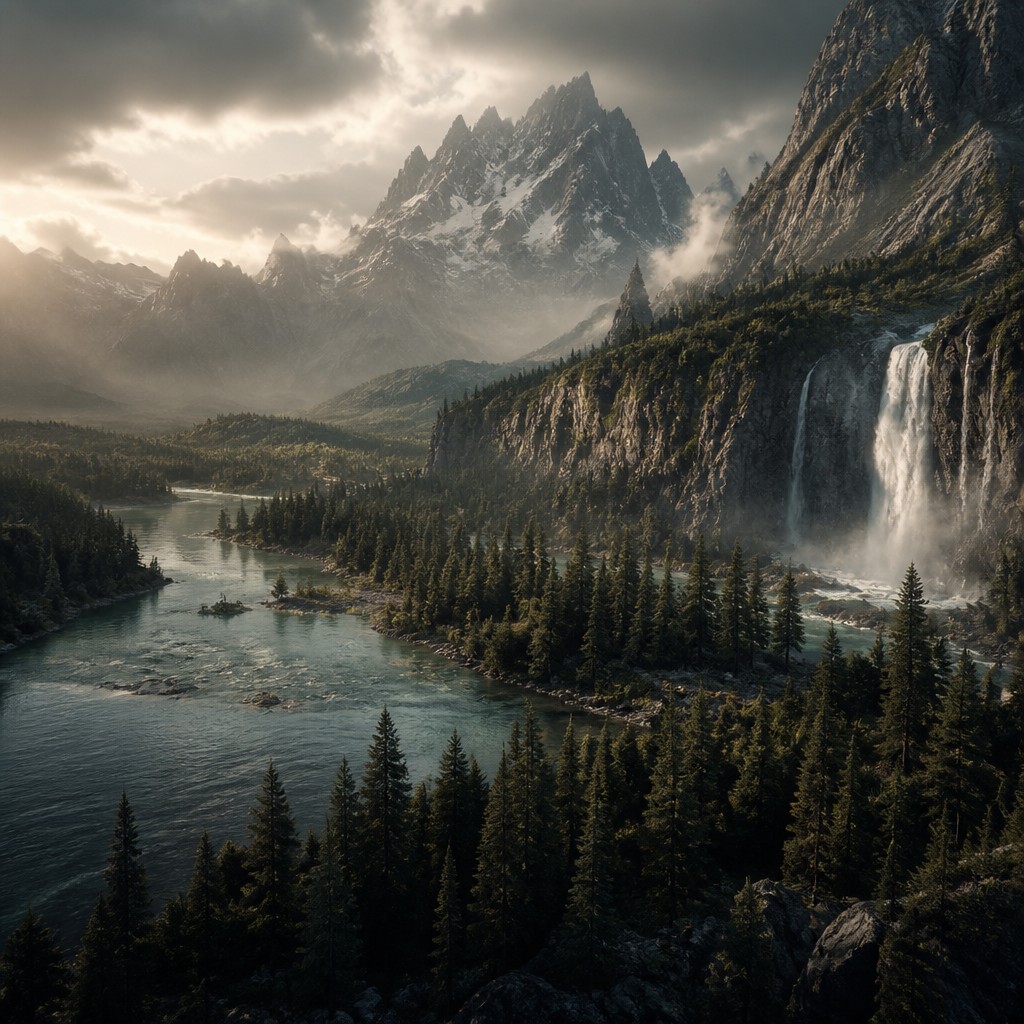 wide landscape with natural scenery — VFX Compositing Digital Art Style