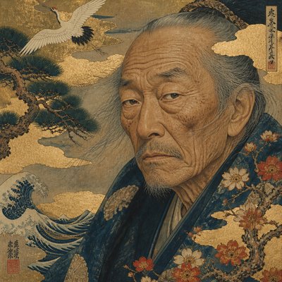 close-up portrait of an elderly person with expressive weathered features