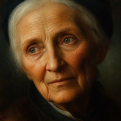 close-up portrait of an elderly person with expressive weathered features