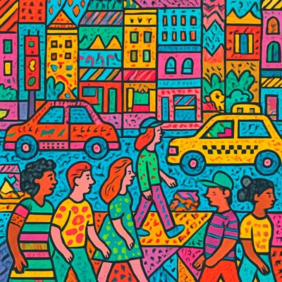 urban street with city activity